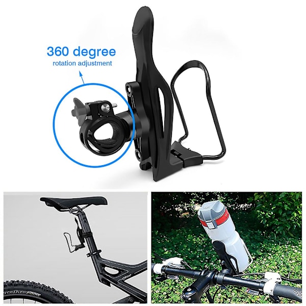 Mtb cykel vandflaskeholder med 360 graders roterbar adapter Cykelkop drikkeflaskebur til mountainbike tilbehør - cykelflaskeholder Glod Bottle Holder