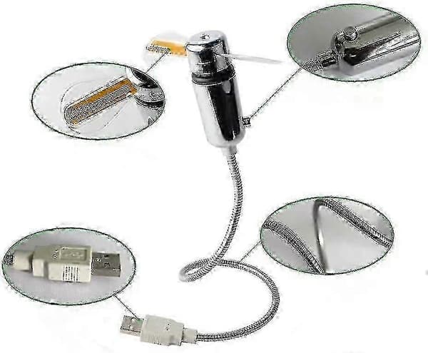 LED USB-klockfläkt med realtidsvisningsfunktion - Silver