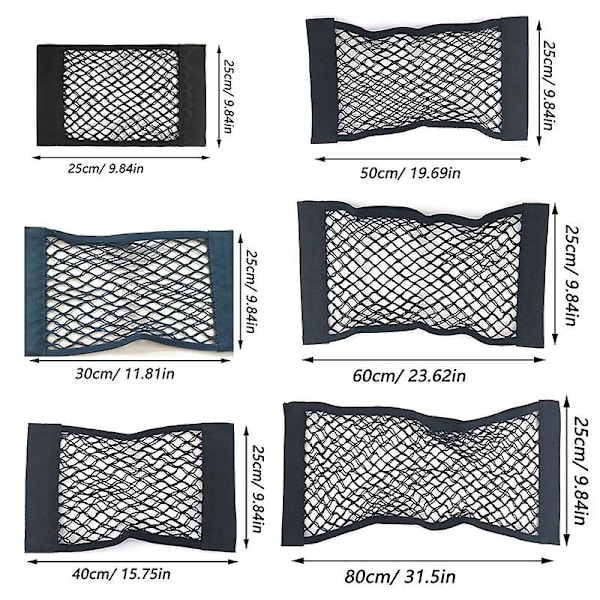 Bil Ryg Bag Bagagerum Opbevaring Net Sæde Elastisk Snor Net Magic Sticker Mesh Opbevaring Taske Auto Organizer Tilbehør Ryg Taske - Opbevaring Oprydning 25 x 60cm