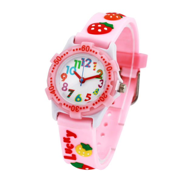 Børneur Vandtæt 3D Cute Cartoon Rund Skive Silikone Strap Quartz Watch