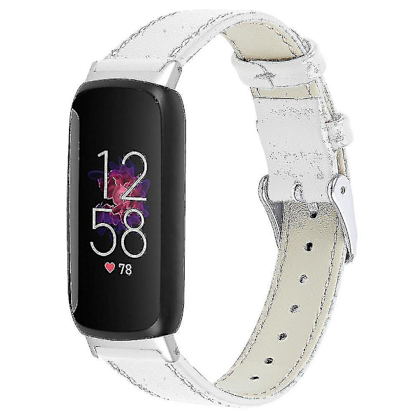 Til Fitbit Inspire 3 erstatningsurremssyningslinjer Toplag ægte læderarmbånd White