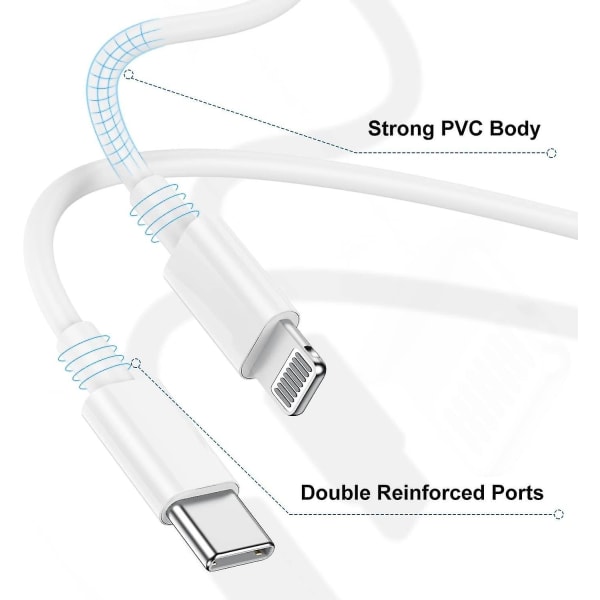 Usb C til Lightning Kabel 2m, 2pack Iphone Opladerkabel 2m Til Apple Usb C Oplader Z