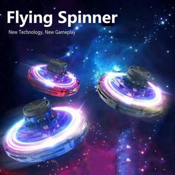 Håndbetjente minidroner, fidget flyvende spinner med lys, ufo drone flyvende legetøj, cool ting gadgets Blue