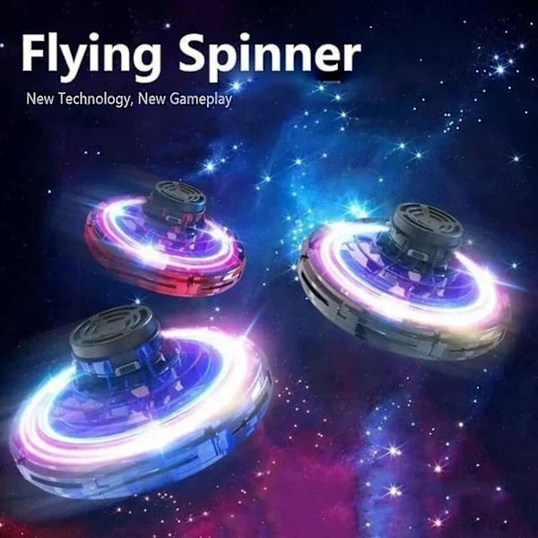 Handmanövrerade minidroner, Fidget Flying Spinner med lampor, Ufo Drone Flygande leksaker, Coola prylar prylar Blue