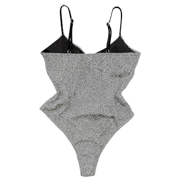 Naisten kimalteleva uimapuku Push Up -osainen uimapuku Sparkly Beachwear uimapuku Grey L