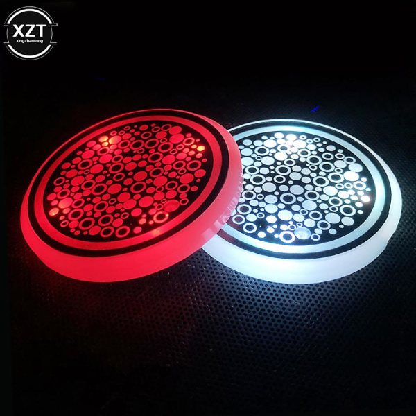 Fargerik Auto Bil Led Cup Coaster Pad Holder Atmosfære Lys Lamper Bunn Bil Styling Automatisk Lys På| | L