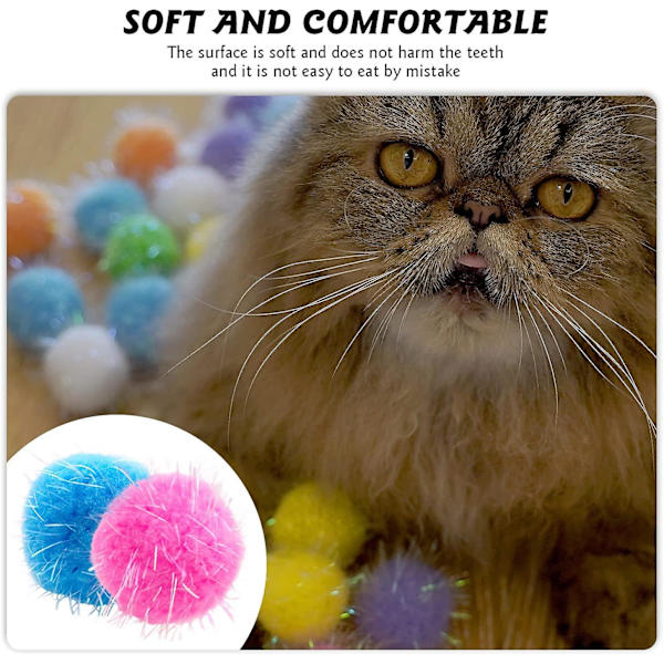 20 st 1,5 tum New Generation Extra Large Cat's Favorit Chase Glitter Ball Toy Sparkle Pom Pom Balls