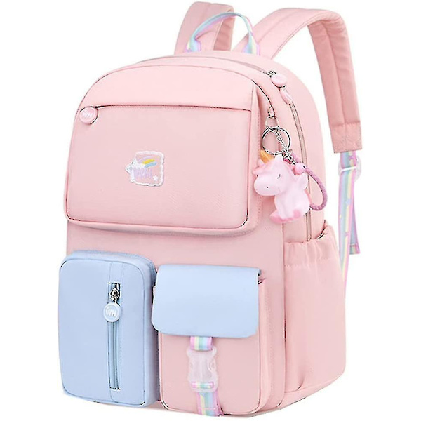 Ergonomisk Ryggsäck Skolväska För Flickor 6-12 År Barnryggsäck - Perfekt Födelsedagspresent Till Flickor Dotter Barnbarn Niece Rosa Blå La