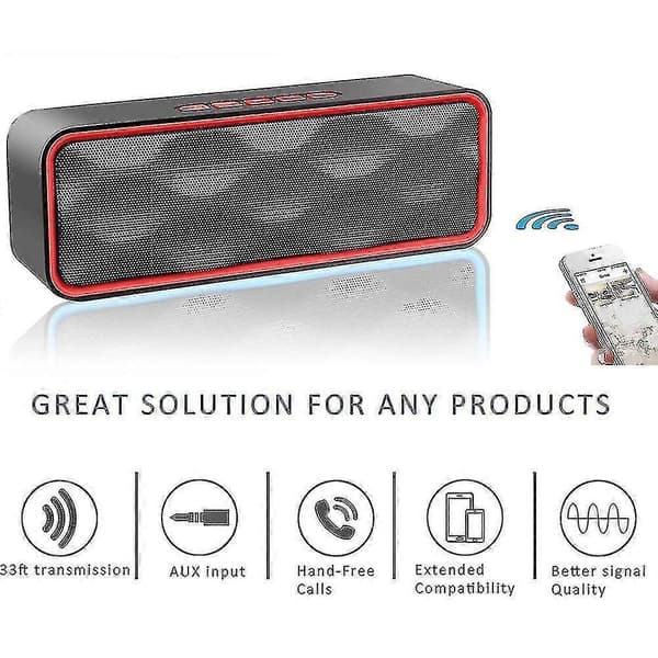 Bærbar trådløs Bluetooth-høyttaler for utendørs bruk (rød)