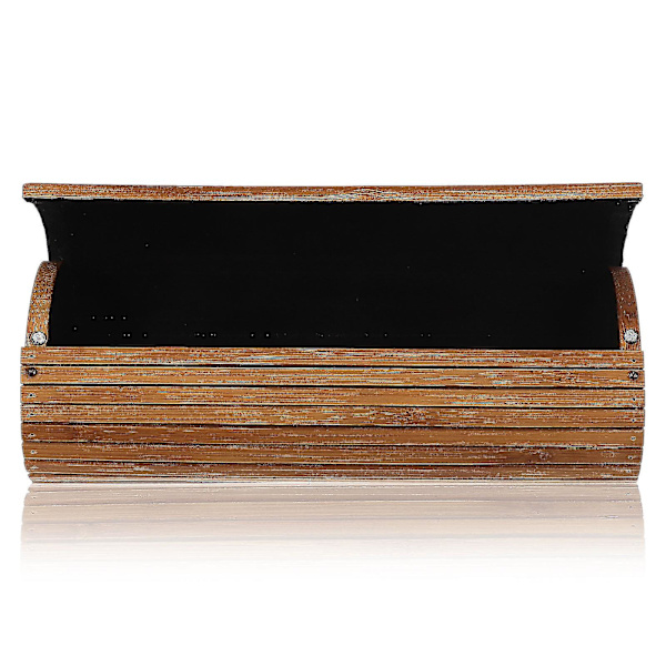 Splittersäker robust bambu glasögonlåda Bärbar handgjord oval solglasögonhållare
