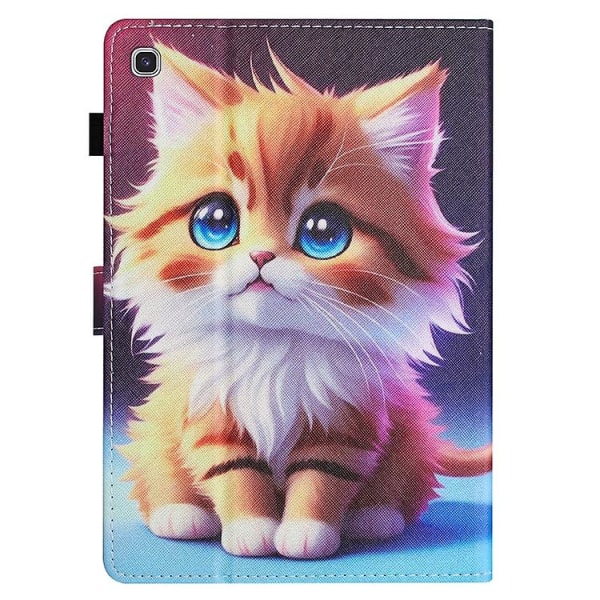 Til Samsung Galaxy Tab S6 Lite Farvet Tegning Stitching Læder Tablet Smart Case Yellow Cat