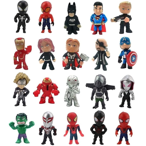 Superhjälte mini actionfigurer set med 20 för pojkar, Super&man Cupcake Topper figurer för barn