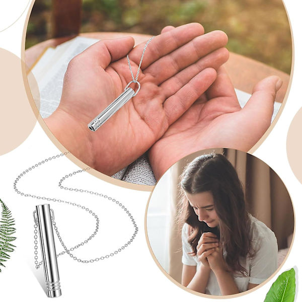 Åndedrætshalskæde rustfrit stål Mindful angsthalskæde til meditation Beroligende afslapning Reducerende stressgave Silver