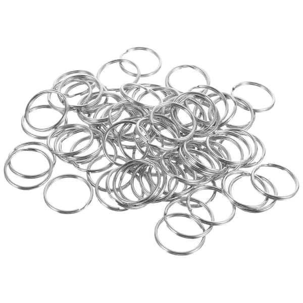 100 stk. nøgleringe i rustfrit stål, runde nøgleringe til bilnøgler, gør-det-selv-tilbehør 2.5X2.5cm Silver