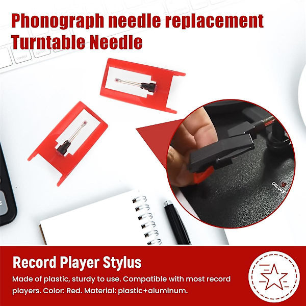 LP Fonograf platespiller Stylus nål erstatning, 5 stk Stylus platespiller nål for plate platespiller red
