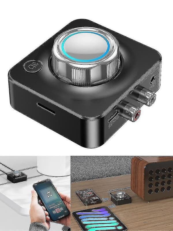 Bluetooth 5.0-mottaker Trådløs 3,5 mm Aux til 2 Rca Audio 3d Stereo Adapter Record Black