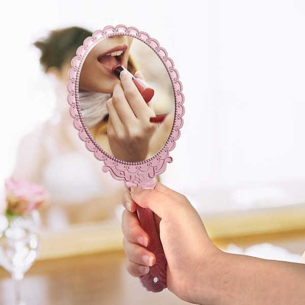 Håndspejl Vintage håndholdt spejl med håndtag Makeup-spejl rejsespejle (ovale)