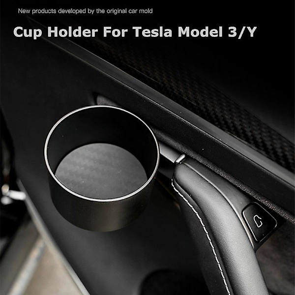 Oveen kiinnitettävä kupinpidike Tesla Model 3 Malli Y juoma-kahvipullotelineen lasinalustalle vedenpitävälle sisustukselle - juomatelineet Black - left