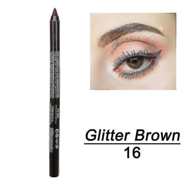 14 farger Langvarig Eye Liner Blyant Vanntett Pigment Blå Brun Svart Eyeiner Pen Eye Makeup Cosmetic 16 Glitter Brown