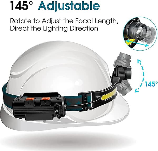 USB Oppladbar LED Hodelykt, Kraftig LED Hodelykt, Vanntett Camping COB Hodelykt