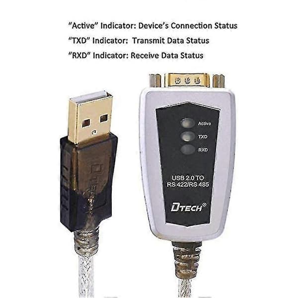Dtech USB til RS422 RS485 adapterkabel kompatibel med Windows 10 8 7 Mac, 1,2 meter