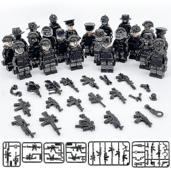 Byggeklodser-serien sort special politi- og terrængående køretøjssæt Små partikler samlet minifigurlegetøj