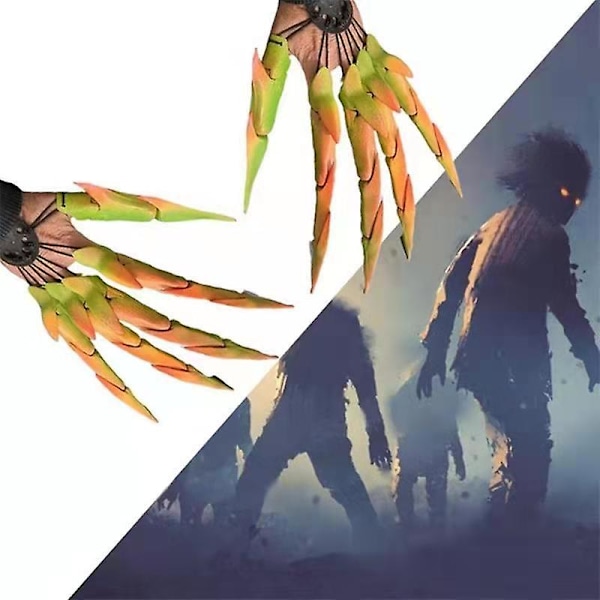 Halloween Roliga Tricky Flexibla Fingerhandskar Mekanisk Leksak Kostymfest Spöke Kloklo Props Hand Ledade Modell Barn Vuxen 1 pair colorful