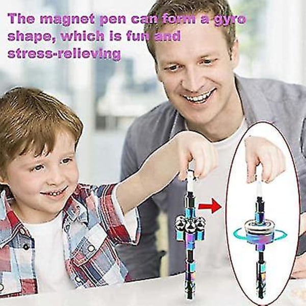 Anti-stress magnetisk stangpenn - metall magnetleketøy for avslapning Multicolor 1 set