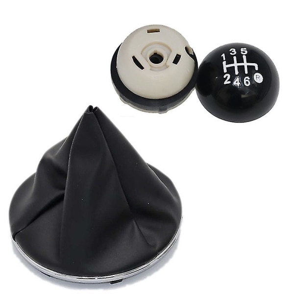 För Fiat 500 500c 2007 - 2018 5-växlad växelspaksknopp Sitck Head Läder Glans Svart Cap Ersättning-5 Speed ​​Knop 6 speed set