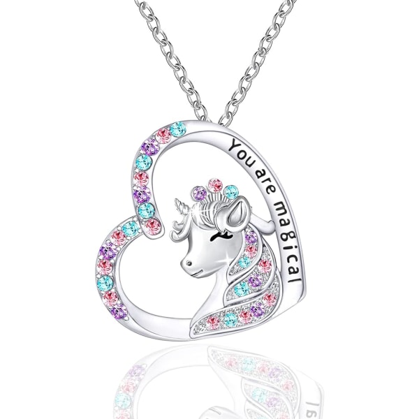 Magiskt halsband för flickor Crystal Heart Hänge Halsband Smycken Presenter för flickor Dotter Barnbarn Barnbarn Systerdotter Födelsedag