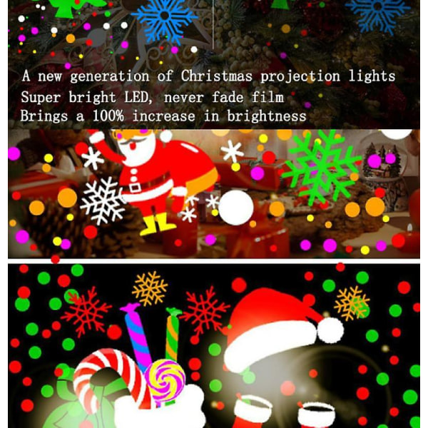 Led projektionslampe Snemandsmønster Spotlight Projektorlys til jul indendørs belysning, 16 dias juleprojektorlys
