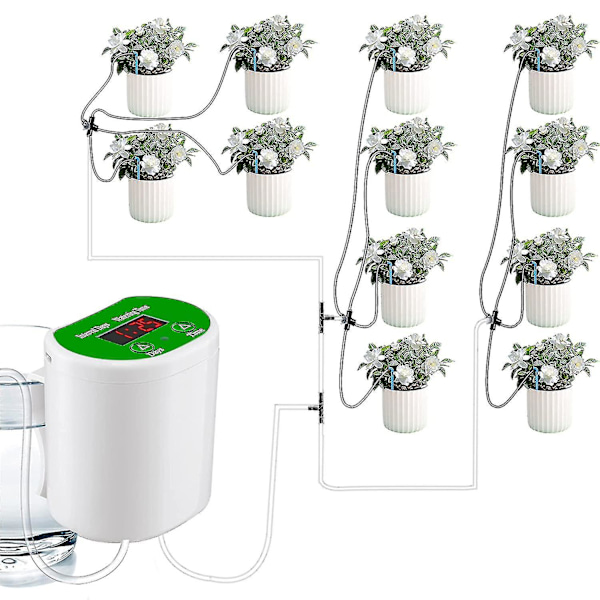 Automatiskt bevattningssystem, 12 st Droparrow droppbevattningskit för inomhusväxter, LED-display och USB-kraftstation automatiskt bevattningssystem, Automatiskt P Green JH12