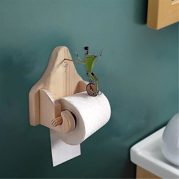 Frog Riding Cykel Toalettpappershållare, Rolig Väggmonterad Groda Rollpappershållare, Groda Toalett