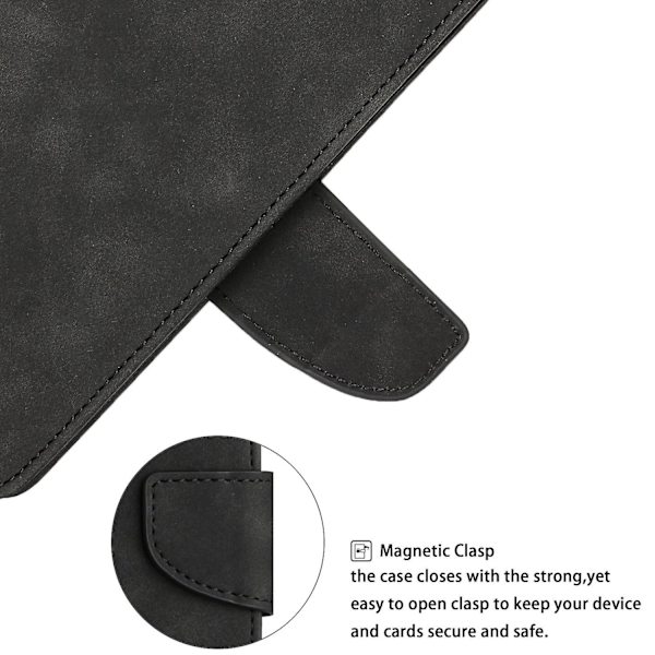 For Samsung Galaxy A14 5g Lommebok telefonveske Magnetisk lukkestativ Flip Ensfarget Pu-skinn beskyttende telefondeksel Black