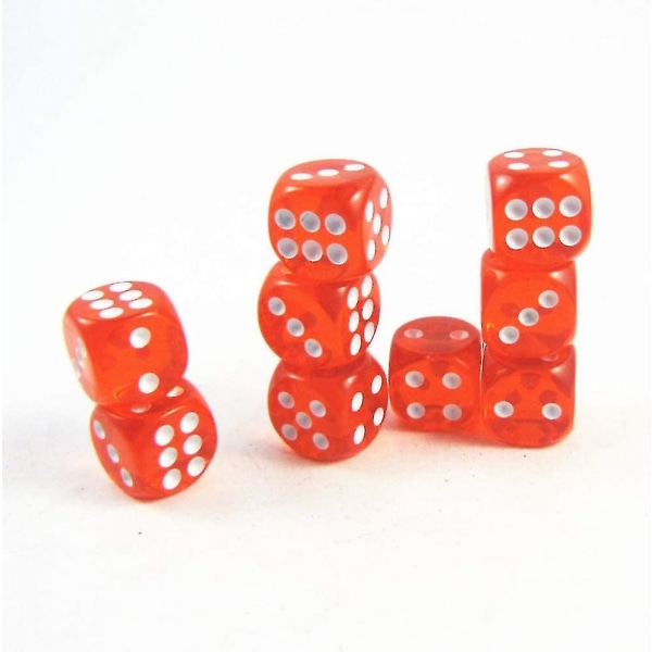 6-sivuinen noppasetti pyöristetyt läpikuultavat noppapeli opetusmatematiikan noppasetti (10 kappaletta punainen)