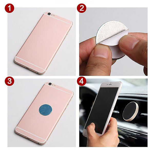 Magneettinen autopuhelimen pidike Magneettinen puhelinteline Pyöreä tuuletusaukko auton matkapuhelimen teline Autotarvikkeet Sisustus Universal| | Black