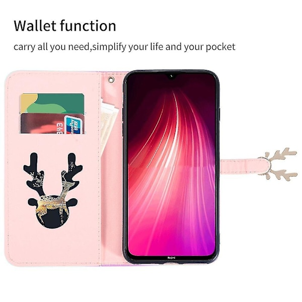 Nyt Etui Kompatibelt Med Xiaomi Redmi Note 8 Hjortedesigner Mønster Læder Cover