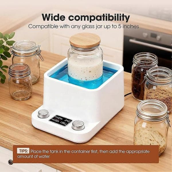 Surdejsstartervarmer Vandbad Præcis 1°F Termostat (70-104°F) Surdejsvarmer til Glas Under 50 Oz EU Stik White Eu plug