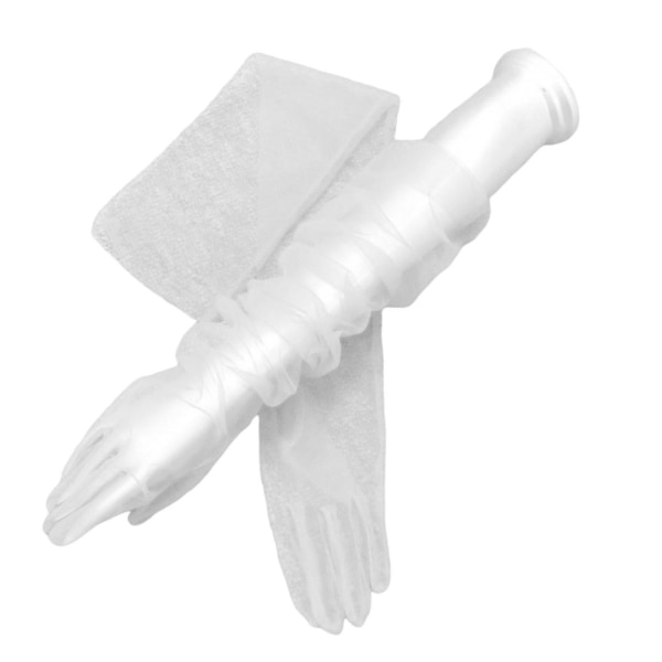 70cm Ultra Thin Gloves Tulle Albue Gloves Dress Hansker Til Halloween Kostyme Tw White