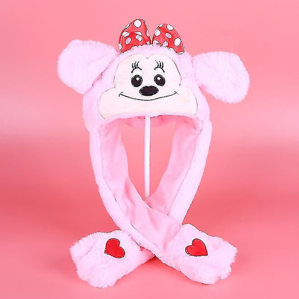 Plys kanin ørehat kan bevæge sig Interessante søde bløde plys bunny hat gaver til Pink Mickey Luminous