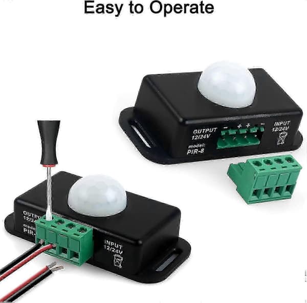 2026 Beste 2-delers bevegelsessensorbryter, 12V/24V PIR-sensor LED-bryterkontroller for fleksible LED-strips