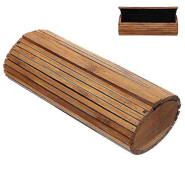 Splittersäker robust bambu glasögonlåda Bärbar handgjord oval solglasögonhållare