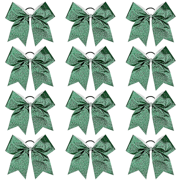 12 stk Store Glitter Cheer Bøjler Grønne Rhinestones 8\" Glimtende Hårbøjle Cheerleading Softball Team Bøjle Hårtilbehør Til Cheerleaders Fodbold Konkurrence