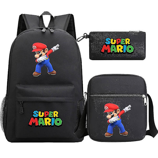 Super Mario -reppu - Teinit, Tytöt, Pojat - Kawaii, Opiskelija - Vedenpitävät Canvas-koululaukut - 3 kpl - Kannettavan Mochilas-reput 4