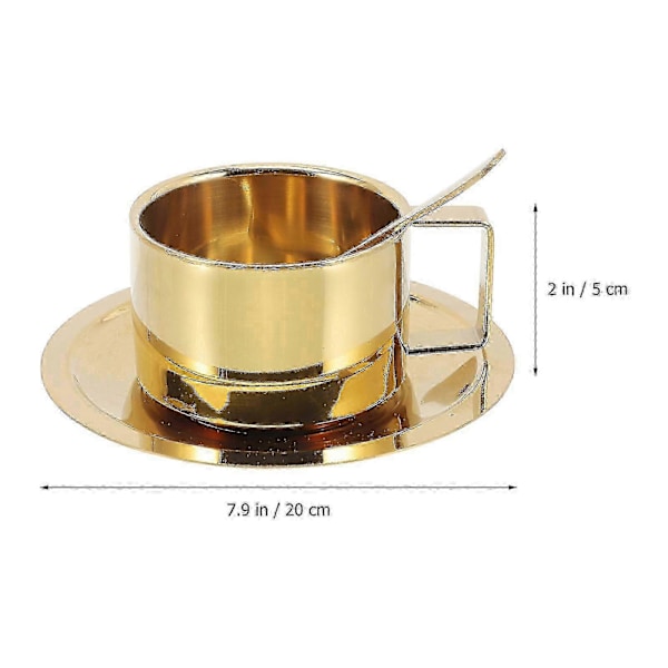 1 set Kaffemugg Rostfritt Stål Kaffemugg Kopp Sked Fat Kontorskopp