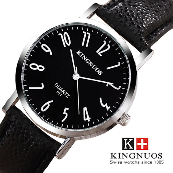 Yksinkertainen muoti litsikuvioinen vyö, vedenpitävä watch Black band black