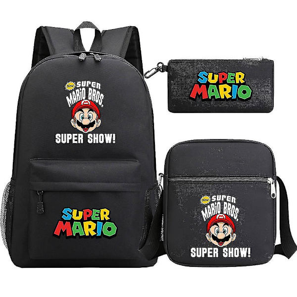 Super Mario Ryggsäck - Tonåringar, Flickor, Pojkar - Kawaii, Student - Vattentät skolväskor i canvas - 3 st - Laptop Mochilas ryggsäckar 6