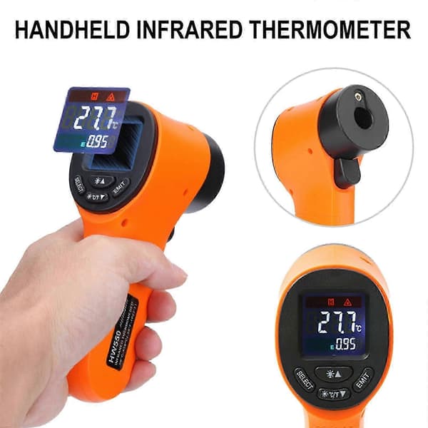 Industriel Infrarød Termometerpistol med LCD-display til Temperaturmåling Orange