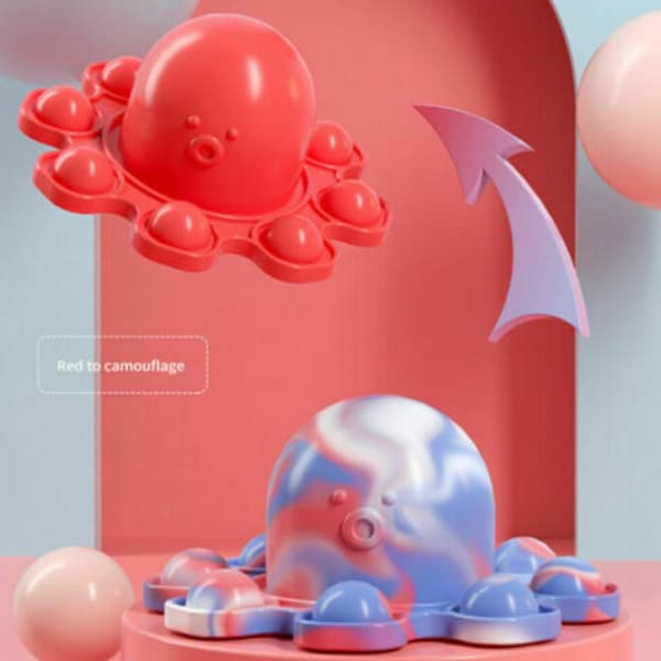 Push Pop Bubble It Vendbar Bleksprut Dukke Fidget Sensorisk Stressavlastende Leke Red