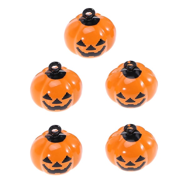 5 st tecknad hänge Pumpa form Jingle Bells Koppar Husdjur Halsband Tillbehör Halloween dekoration (orange)